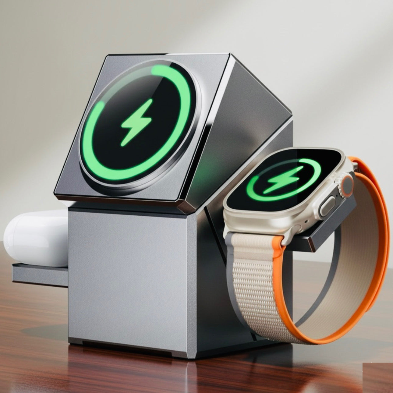 MagCube 3-in-1 Magnetic Wireless Charging Station – Foldable 15W Fast Charger for iPhone, Apple Watch, and AirPods